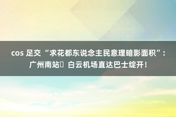 cos 足交 “求花都东说念主民意理暗影面积”：广州南站⇄白云机场直达巴士绽开！
