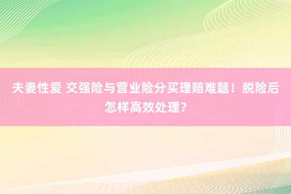 夫妻性爱 交强险与营业险分买理赔难题！脱险后怎样高效处理？